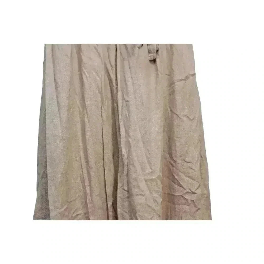NWOT MABLE Tiered Midi Dress Size Large Beige Linen Cottagecore Minimalist Beach - Picture 12 of 15